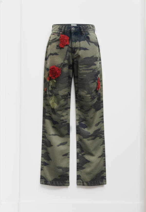 Abstract Print Multi-pocket Cargo Pants